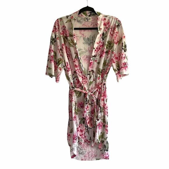 SHOW ME YOUR MUMU Bree Garden Of Bloom Floral Print Robe White Pink OS - Picture 12 of 13